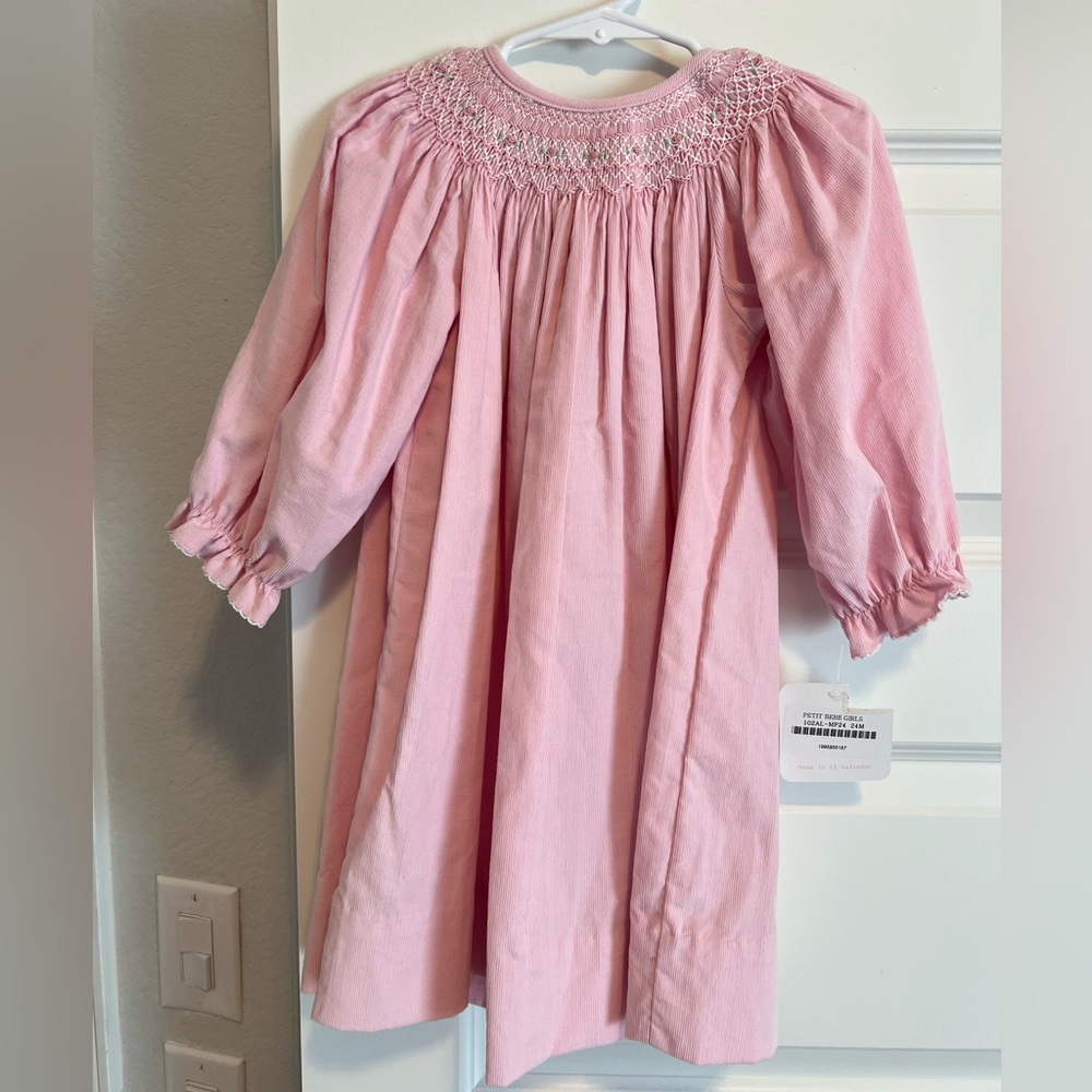Petit Bebe Pink Smocked Bishop Dress – Size 24M